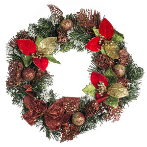 Vánoční věnec s poinsetií pr. 30 cm, červená