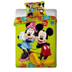Dětské bavlněné povlečení Mickey a Minnie green, 140 x 200 cm, 70 x 90 cm