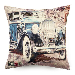 Povlak na polštářek Retro Car blue, 45 x 45 cm