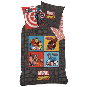Dětské bavlněné povlečení Avengers Comics grey, 135 x 200 cm, 80 x 80 cm