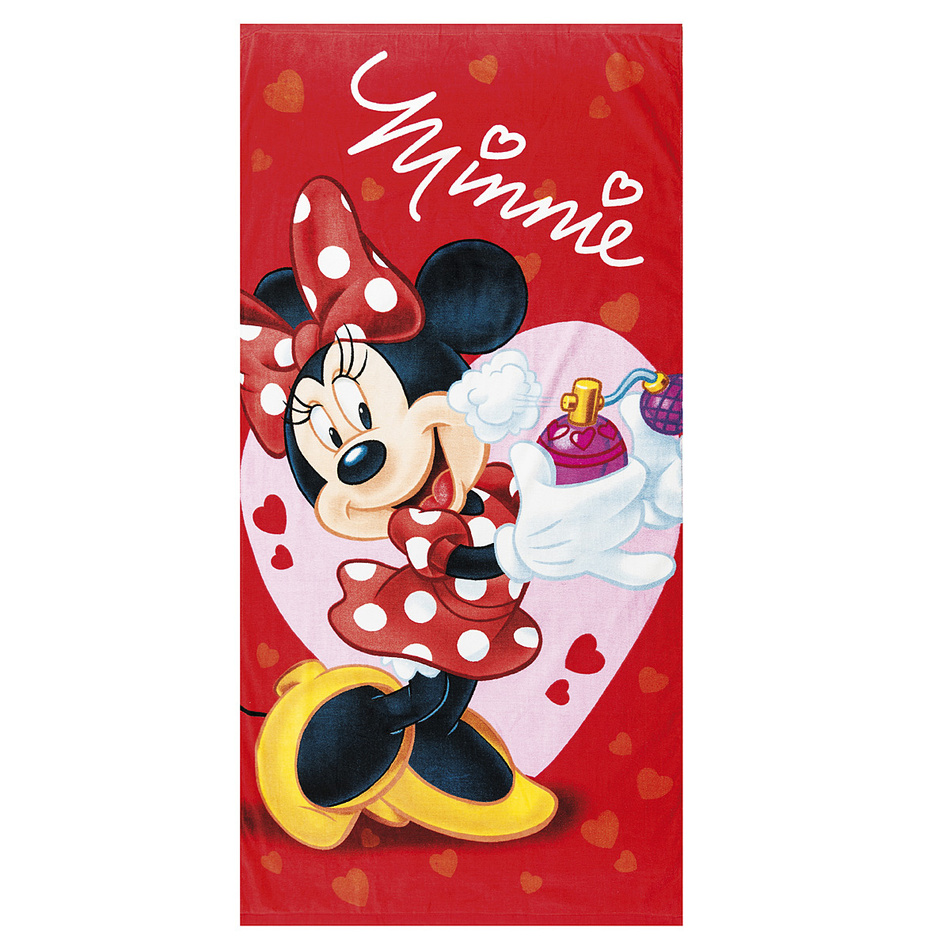 Ręcznik kąpielowy Minnie perfumy,czerwony, 75 x 150 cm