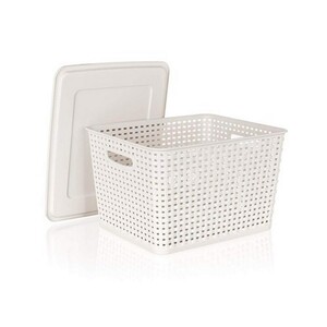 Banquet RATTAN úložný box s víkem 5 l krémová