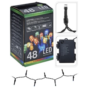 Vánoční světelný řetěz, barevný, 48 LED