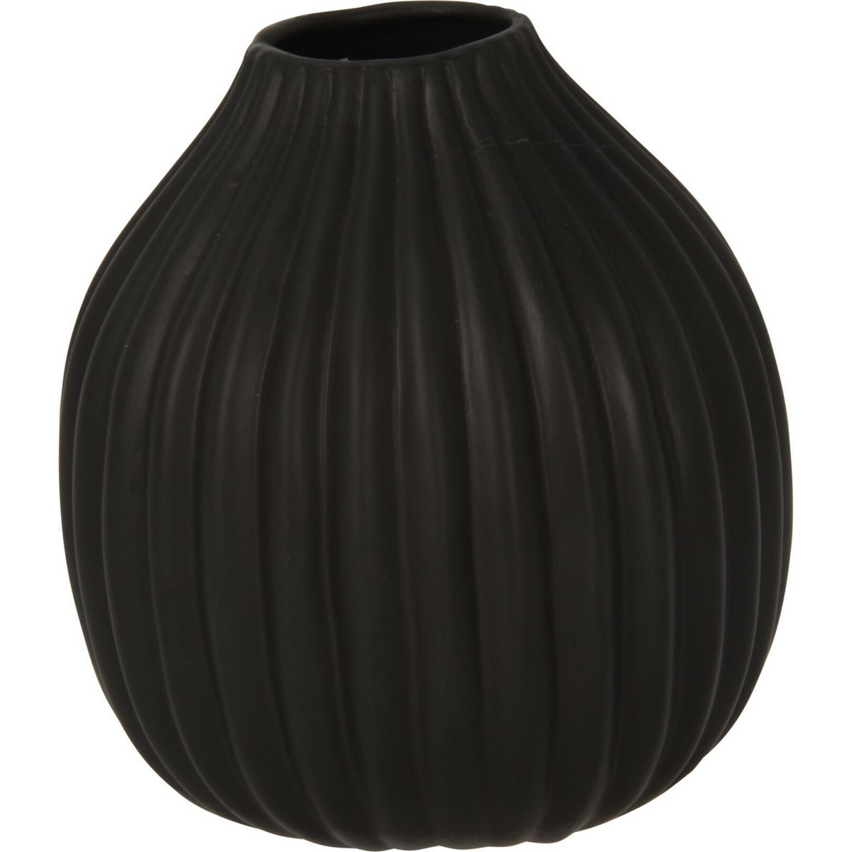 Rebrovaná váza Maeve čierna, 12 x 14 cm, dolomit