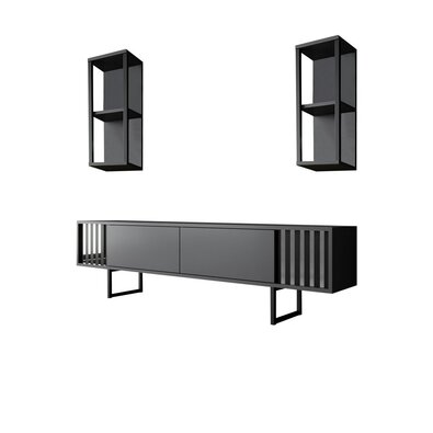 Chrome Anthracite and Black TV-állvány polcokkal
