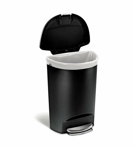 Pedálový odpadkový koš Simplehuman – 50 l, půlkulatý, plast, černý