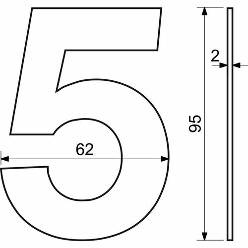 Edelstahl-Hausnummer 9, 2D flach