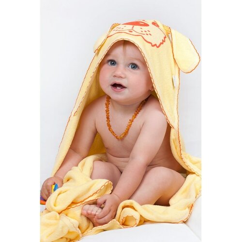 New Baby Ręcznik kąpielowy z kapucą Piesek beżowy, 80 x 80 cm