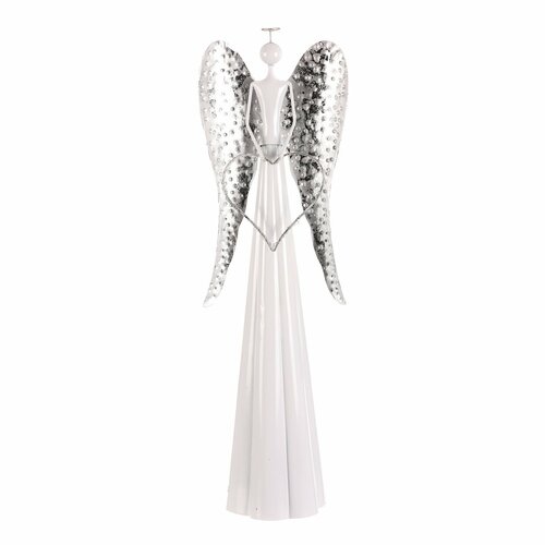 Božična dekoracija kovinski angel s svetlečimsrcem III, 65 cm