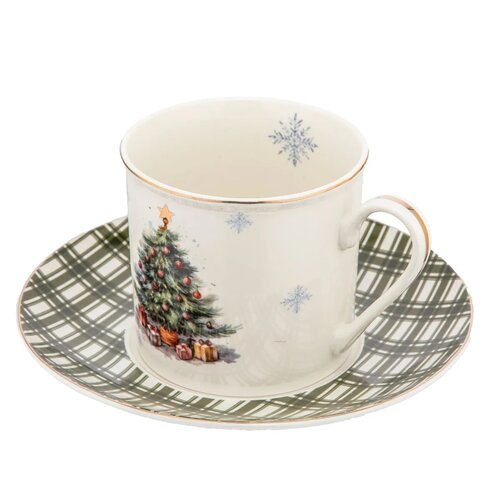 Altom Filiżanka porcelanowa ze spodkiem Christmas Tree 260 ml