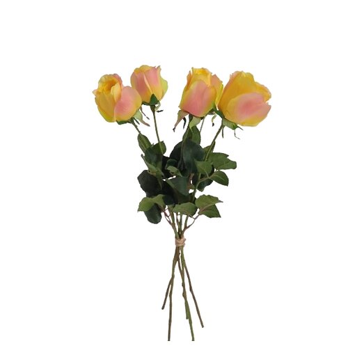 Fotografie Umělá květina Růže růžovo-žlutá, 68 cm, 5 ks