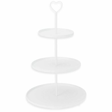 Suport metalic cu 3 etaje, 30 × 30 × 48 cm, alb