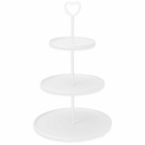 Patera metalowa 3-piętrowa, 30 × 30 × 48 cm, biały