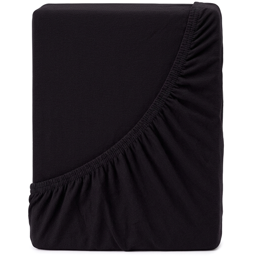 4Home Jersey-Bettlaken Mako schwarz, 180 x 200 cm