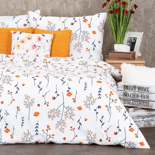 Lenjerie de pat 4Home Floret, din bumbac alb, 140 x 220 cm, 70 x 90 cm