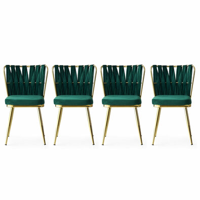 Súprava jedálenských stoličiek Kusakli Green and Gold, 4 ks