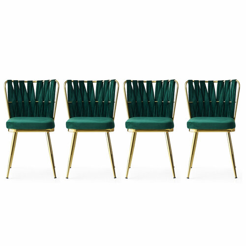 Set de scaune de sufragerie Kusakli Green andGold, 4 buc.