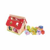 Căsuță sortare Ecotoys cu animale, 21 x 19 x 19 cm