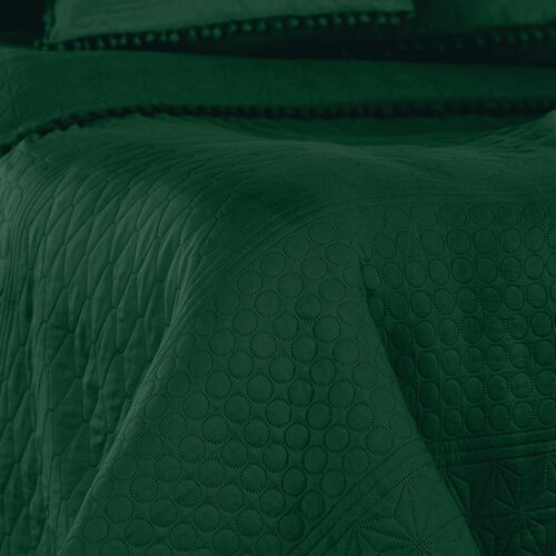 AmeliaHome Přehoz na postel Meadore lahvově zelená, 220 x 240 cm