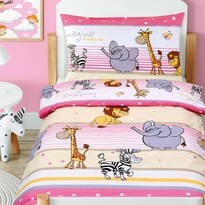 Бавовняна постільна білизна в дитяче ліжечко BeataSafari рожева, 100 x 135 см, 45 x 60 см