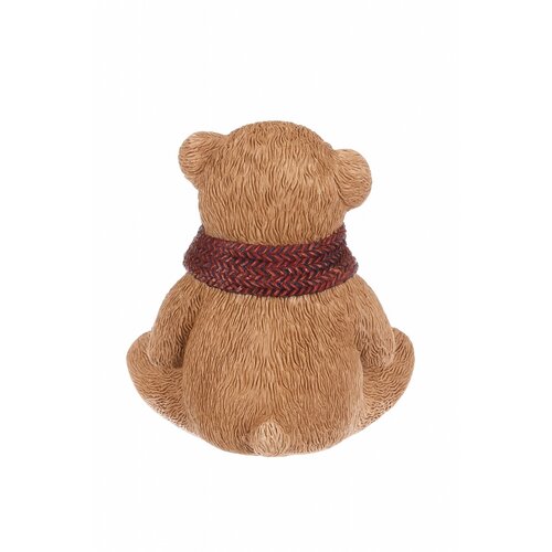 Dekorácia Medveď s červeným šálom, polyresin, 10 cm