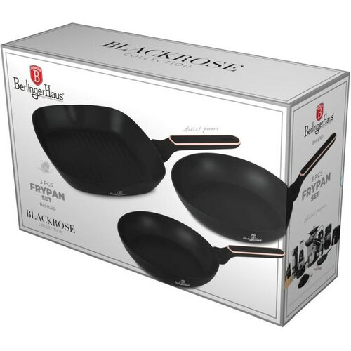 BerlingerHaus Set de tigăi cu suprafață din titan Black Rose, 3 buc.