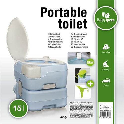Toaletă portabilă Happy Green 15 l, albastră