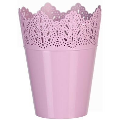Plastový obal na kvetináč Čipka 15 cm, ružová