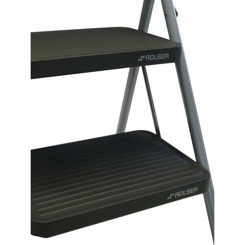 Rolser Klappbare Trittleiter für den professionellen Einsatz M10 UNE, 2 Stufen, silberfarben