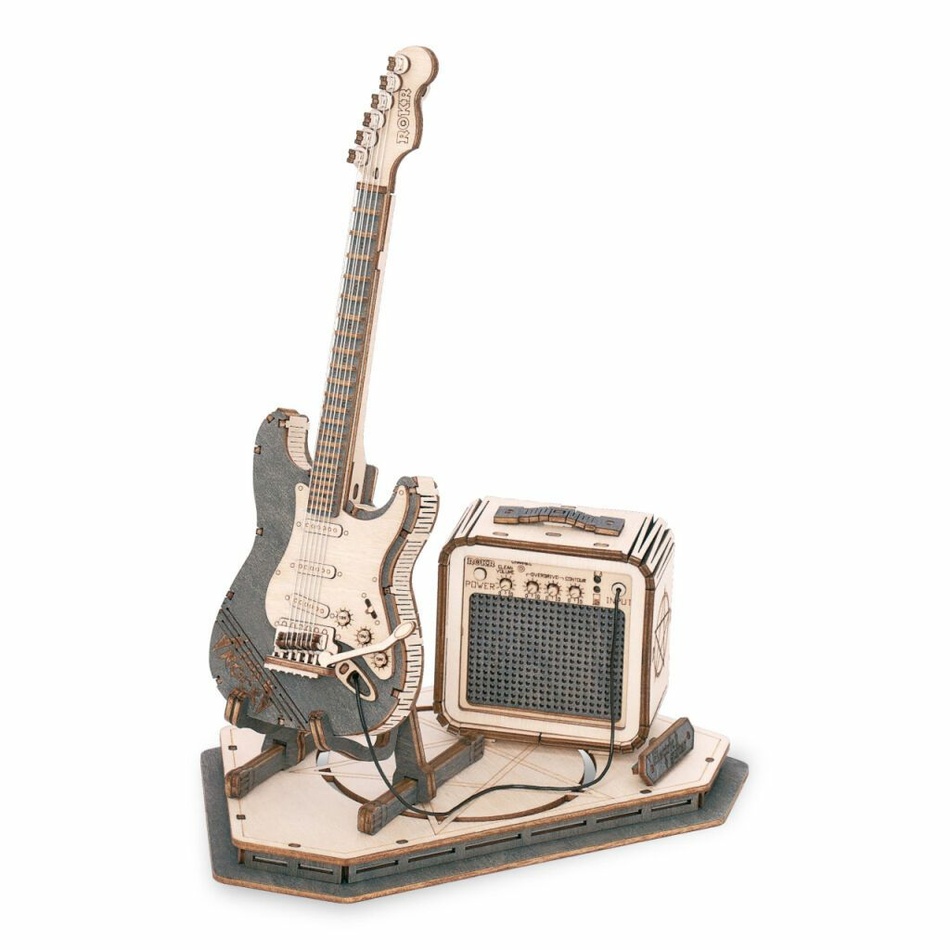 Levně RoboTime 3D dřevěné puzzle Elektrická kytara