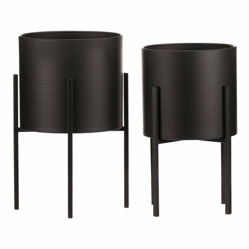 Set suporturi din metal pentru flori Interier, negru, 2 buc.