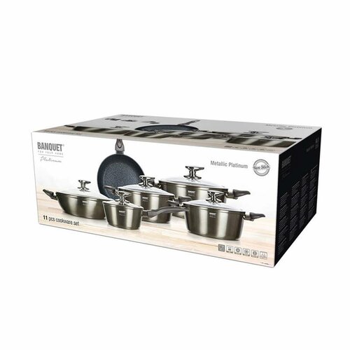 Banquet 11-delni set posode METALLIC PLATINUM