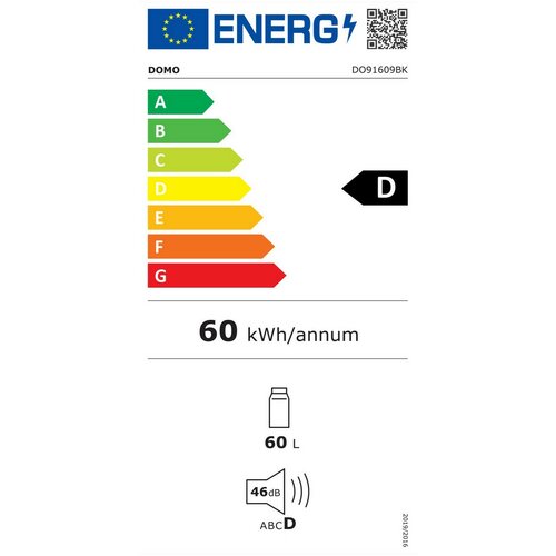 DOMO DO91609BK barová lednice se skleněnými dveřmi, 60 l