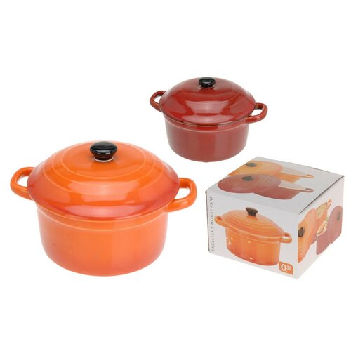Porcelanska posoda za pečenje z ročaji, 10 cm,oranžna