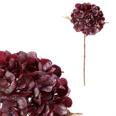 Hortensie artificială tăiată, roșie cu auriu, 65 cm