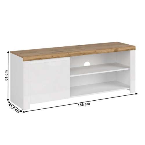 Stolik pod telewizor VILGO 1D160, błyszczący biały