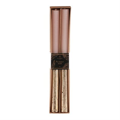 Kúpos gyertya szett, rózsaszín/arany, 2 db, paraffin