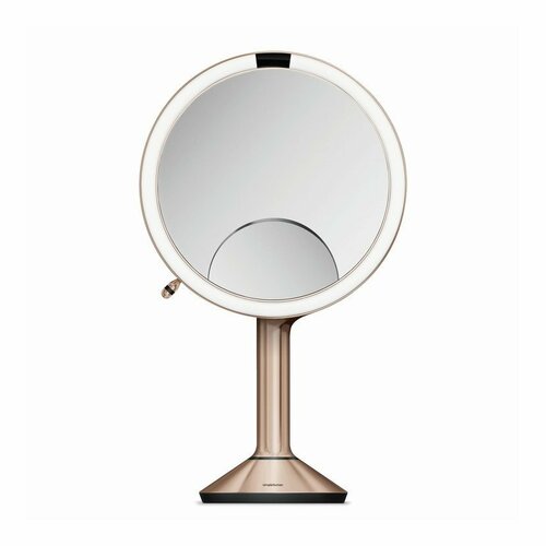 Simplehuman Cosmetic LED Mirror Sensor TRIO ,mărire 1x/5x/10, aur roz