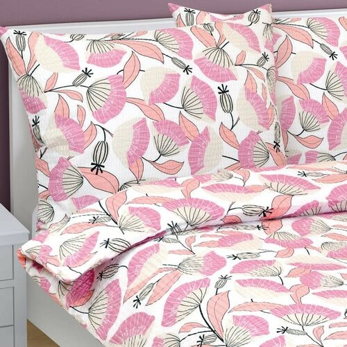 Bellatex Pościel z kory Wachlarz różowy, 140 x 200 cm, 70 x 90 cm