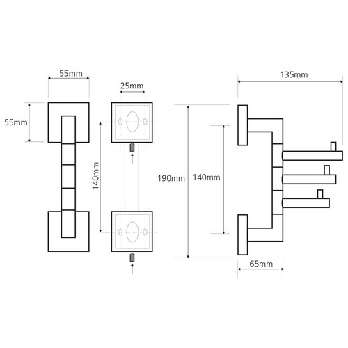 SAPHO XQ204 X-Square potrójny wieszak obrotowy,  chrom