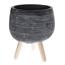 Recipient din beton pentru ghiveci Torino, picioare lemn, 15,5 x 18,5 cm