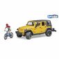 Bruder 2543 Jeep Wrangler Rubicon Unlimited hegyi kerékpárral és kerékpárossal, 3 db-os