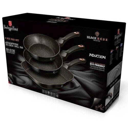 Set de tigăi Berlinger Haus cu 3 pieseColecția Black Rose