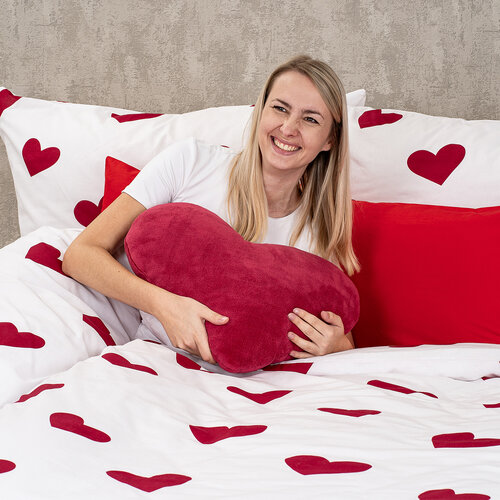 4Home Red Hearts pamut ágyneműhuzat, 220 x 200 cm, 2 db 70 x 90 cm