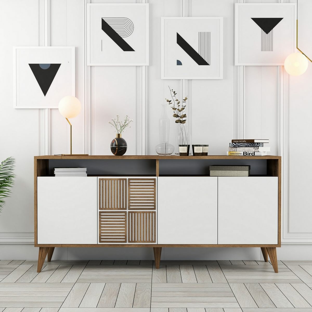 Skrinka Milan Walnut and White