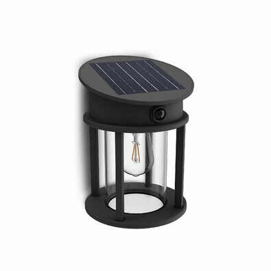 Philips Geri UltraEfficient solárne LED okrúhle svietidlo so senzorom antracit, 3,2 W, 2700 K