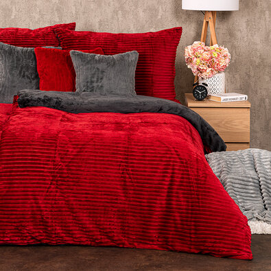 Lenjerie de pat din microflanel 4Home Stripe vin,140 x 200 cm, 70 x 90 cm
