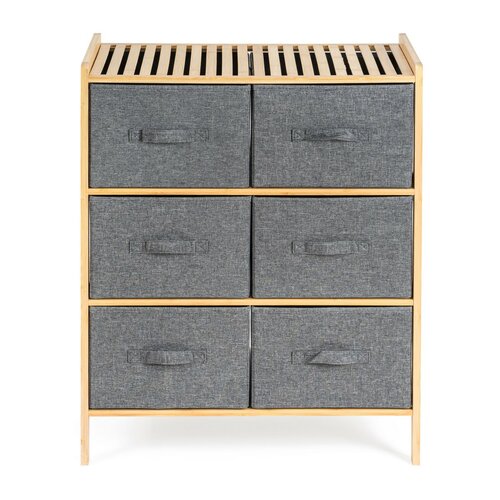 G21 Bambusz polc kosarakkal, 3 polc, szürke