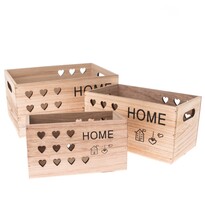 Набір дерев'яних ящиків Home, 3 шт., натуральний