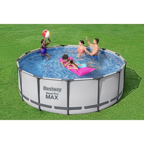 Bestway Steel Pro MAX föld feletti medence, szürke, átmérő 396 cm, magas 122 cm
